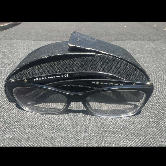 PRADA Women's VPR 15P 55016ZYY-1O1 135 Gloss Black Fade Semi-Cat Eye Frame Italy - Picture 3 of 13